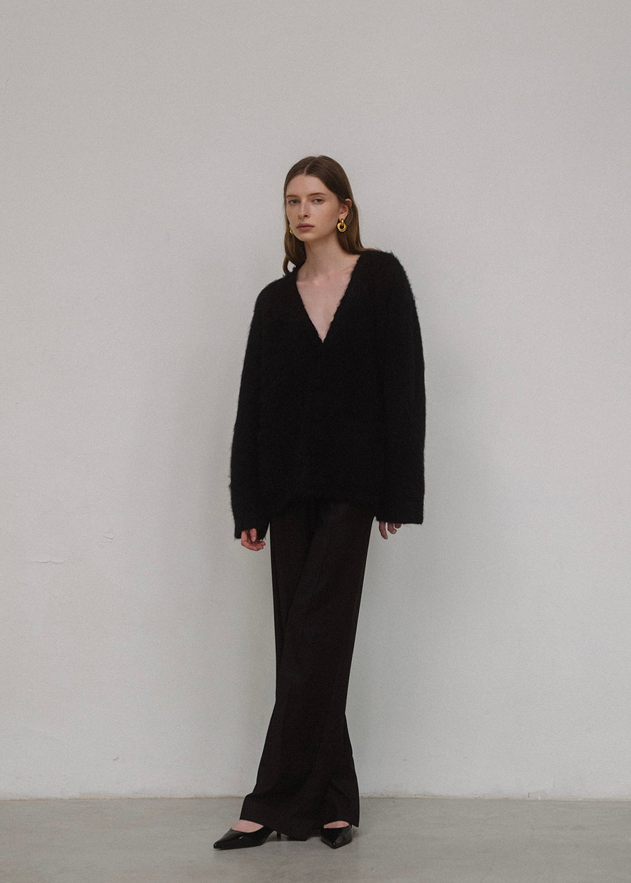 ELBORN | Jeanne V-neck Alpaca Knit Jacket (Black)