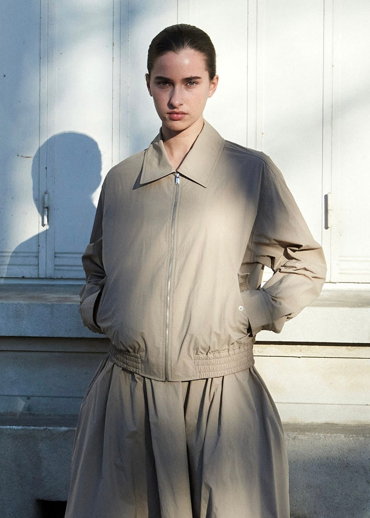 LEHA | Emily Nylon Bomber Jacket (Beige)