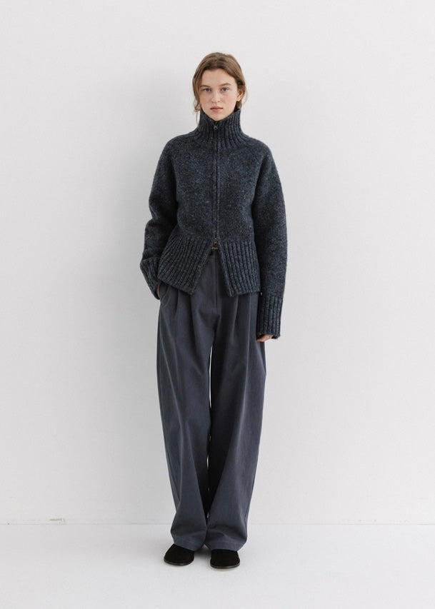 MOIA | Turtleneck Zip-Up Knit (Charcoal) Expected ship to 12/12/2025