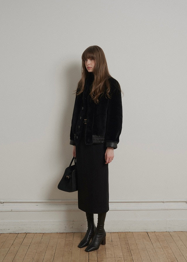 ELBORN | Douglas Wool Long Skirt (Black)