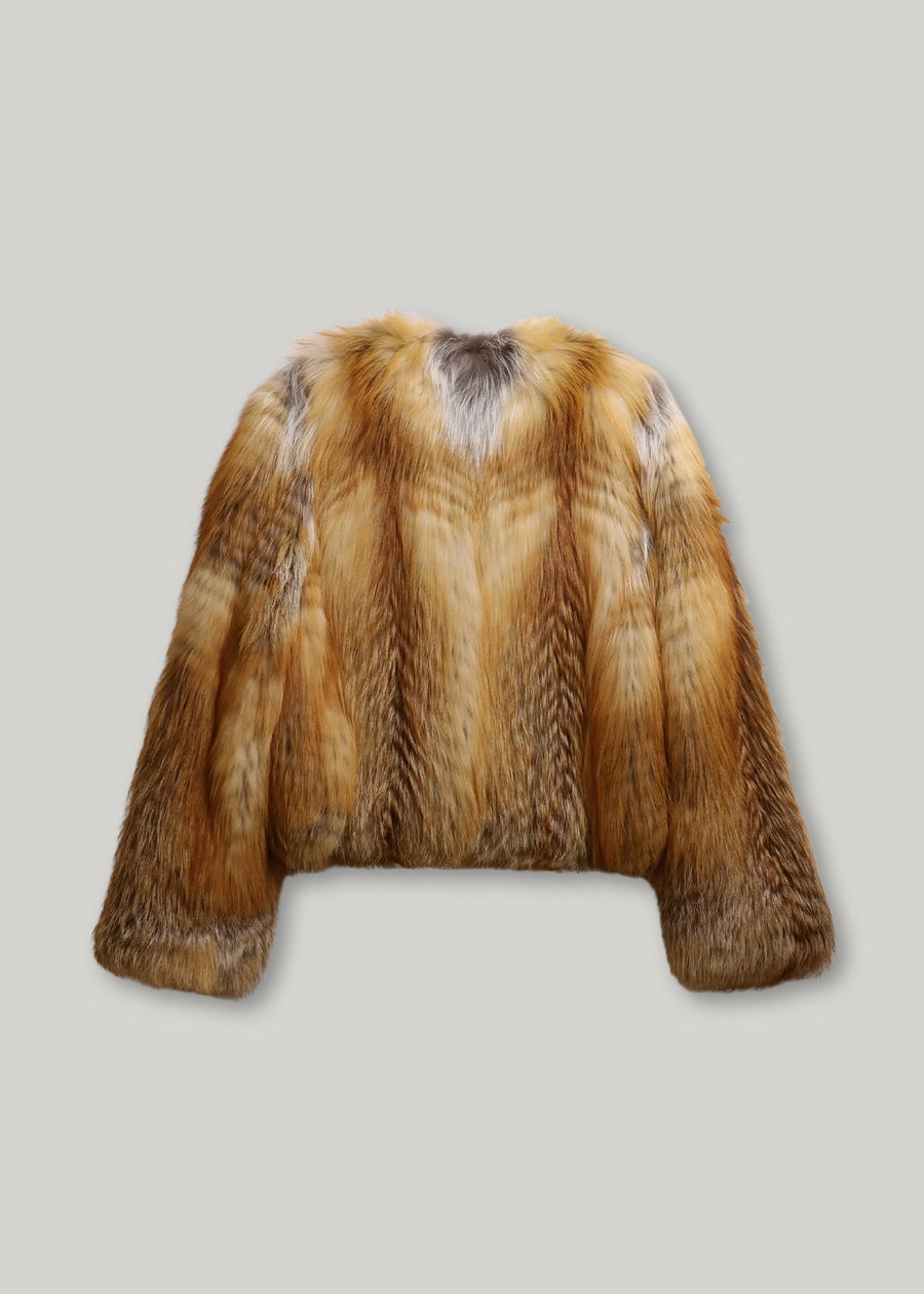 ELBORN | [Earlybird 10%] Blair Fox Fur Jacket (Brown) Expected ship to 12/12/2025