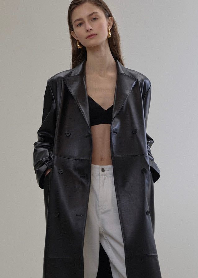 ELBORN | Kye Leather Long Jacket (Black)
