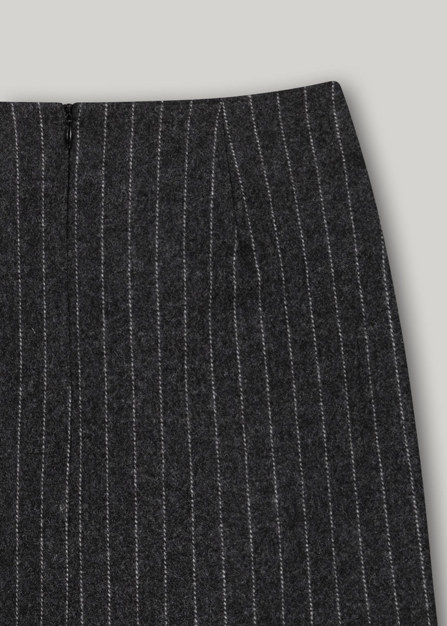 ELBORN | Itzel Wool Mini Skirt (Charcoal Stripe)