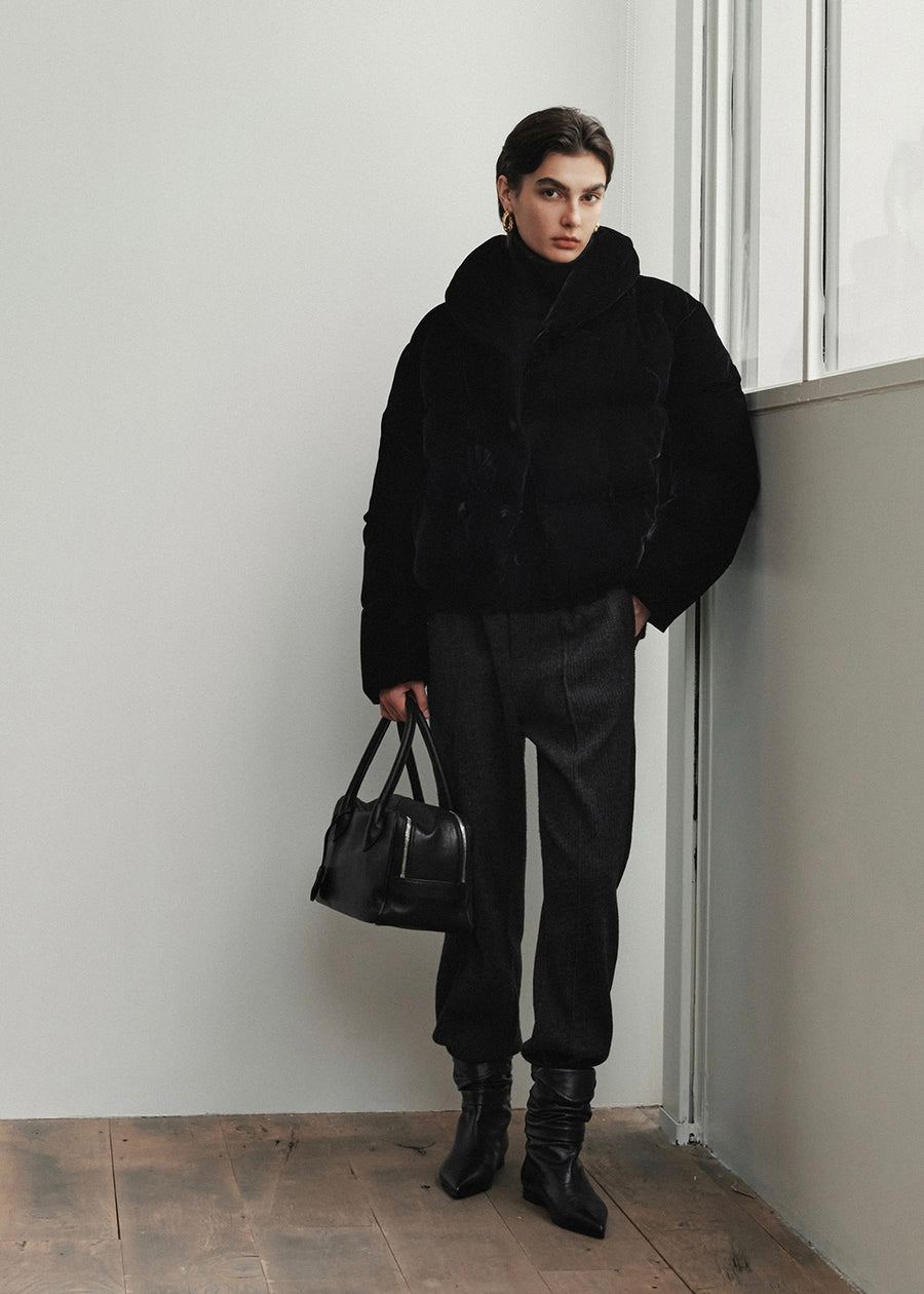 ELBORN | [Earlybird 10%] Groine Velvet Goose Down Jacket (Black) Expected ship to 12/12/2025
