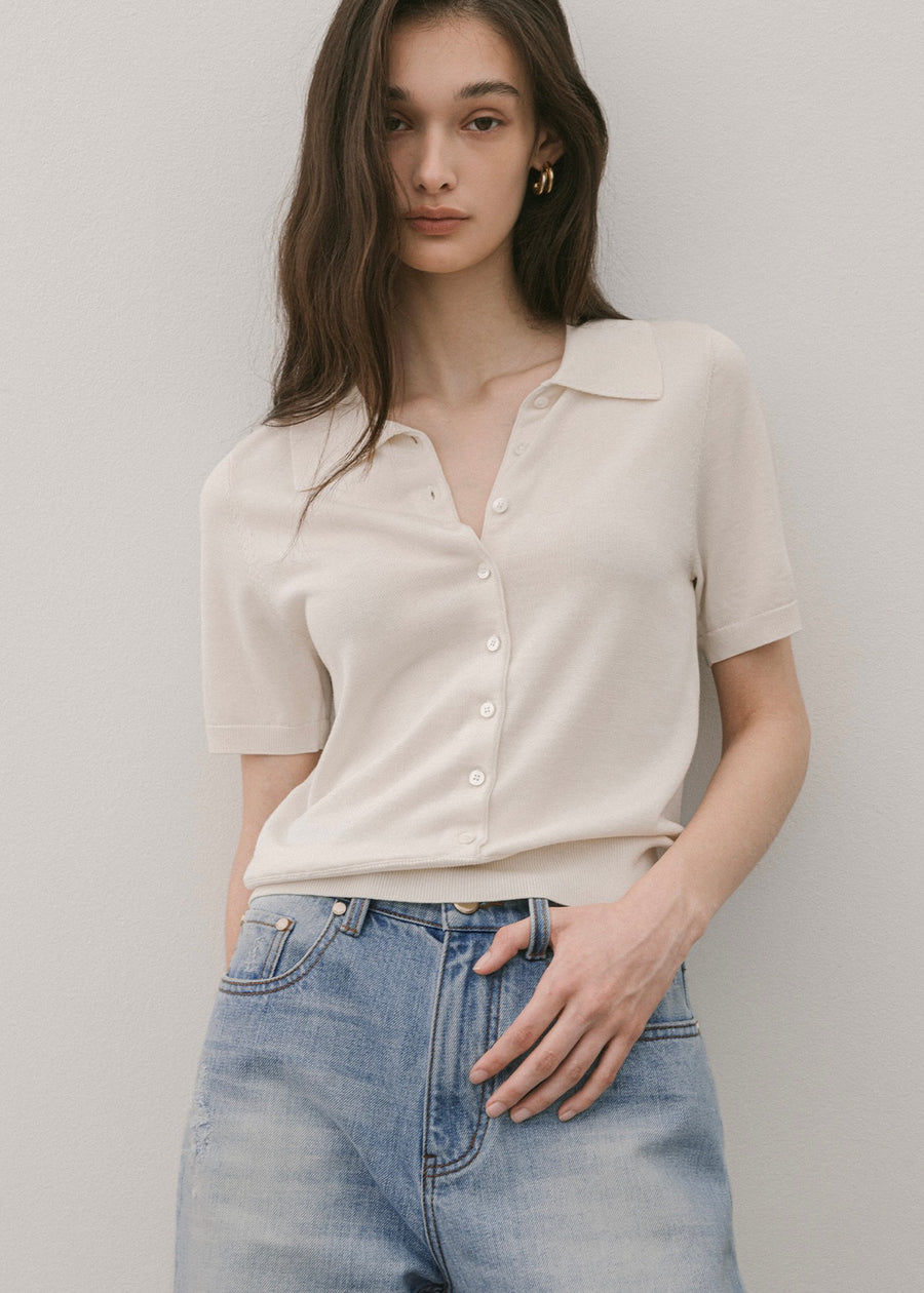 Elborn | Darby Silk Collar Knit (Cream)