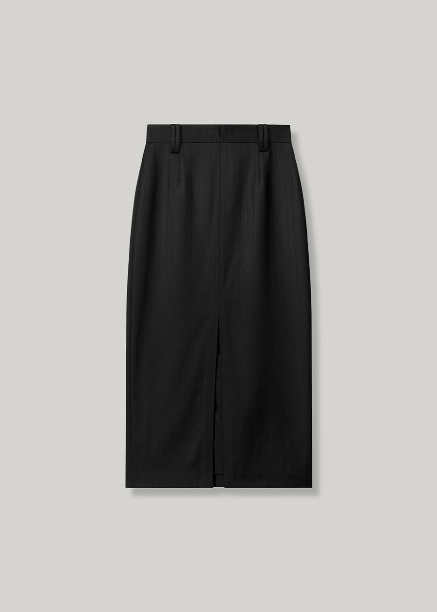 ELBORN | Karena Slit Long Skirt (Black Stripe) Expected ship to 09/12/2025
