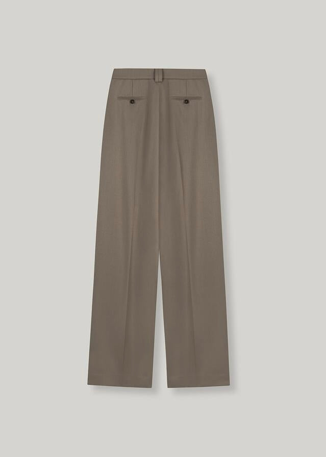 ELBORN | [LIMITED] Button Pleats Wool Slacks (Beige)
