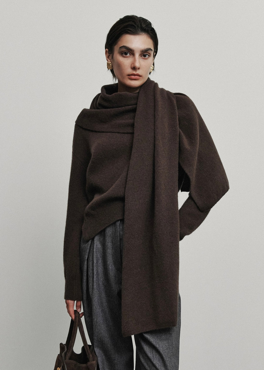 ELBORN | Aube Muffler Wool Knit Set-up (Brown)