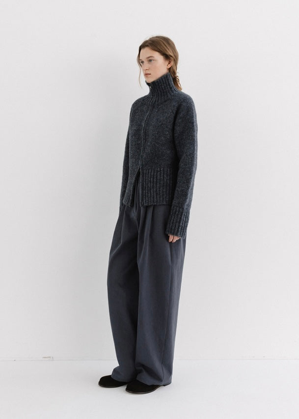 MOIA | Turtleneck Zip-Up Knit (Charcoal) Expected ship to 12/12/2025