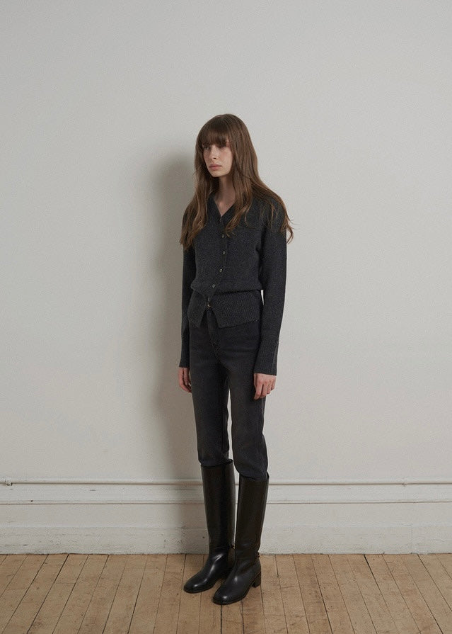 ELBORN | Mia Unbalanced Cardigan (Charcoal)