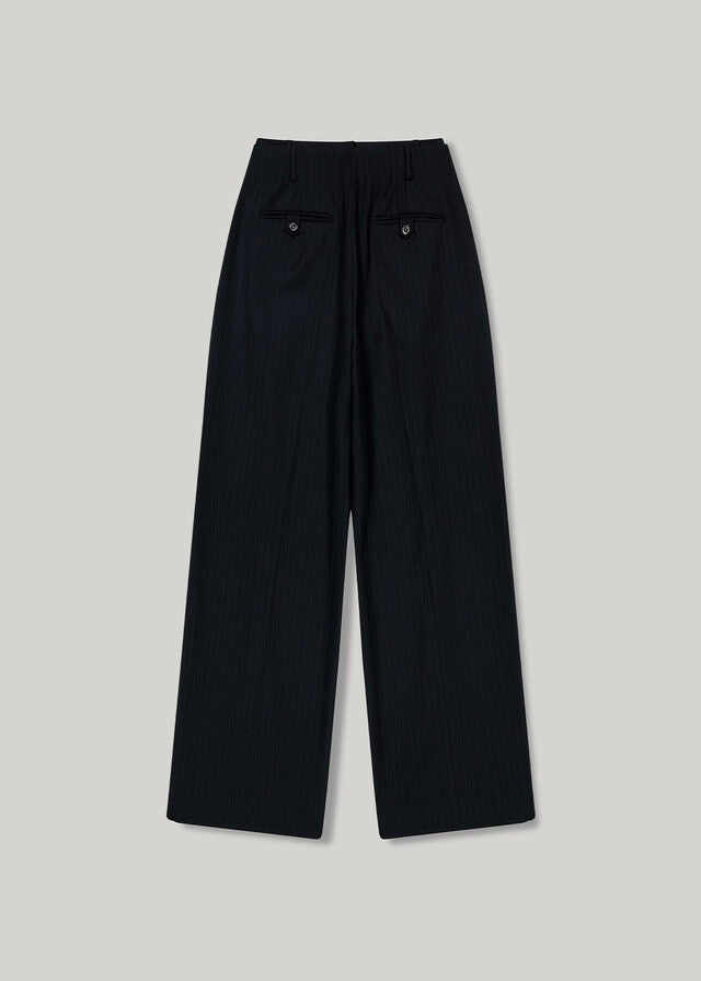 ELBORN | Tess Wool Slacks (Navy Stripe)