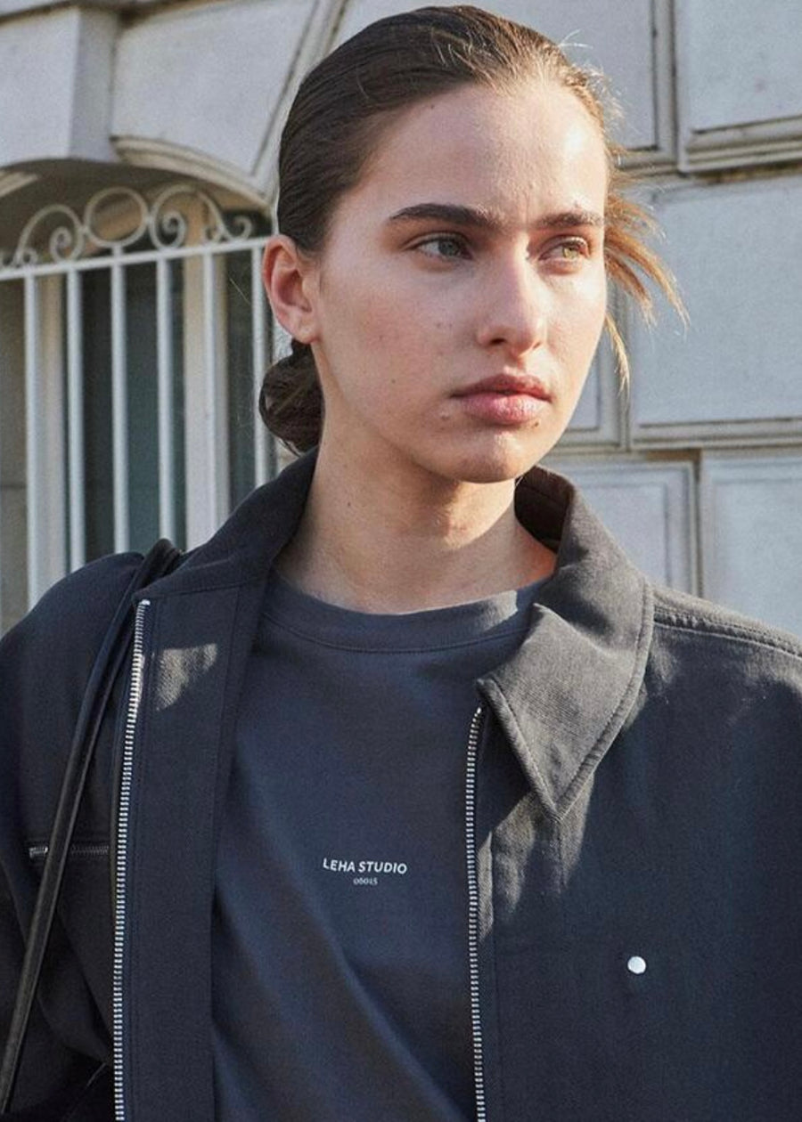 LEHA | Beau Corduroy Collar Canvas Jacket (Charcoal)