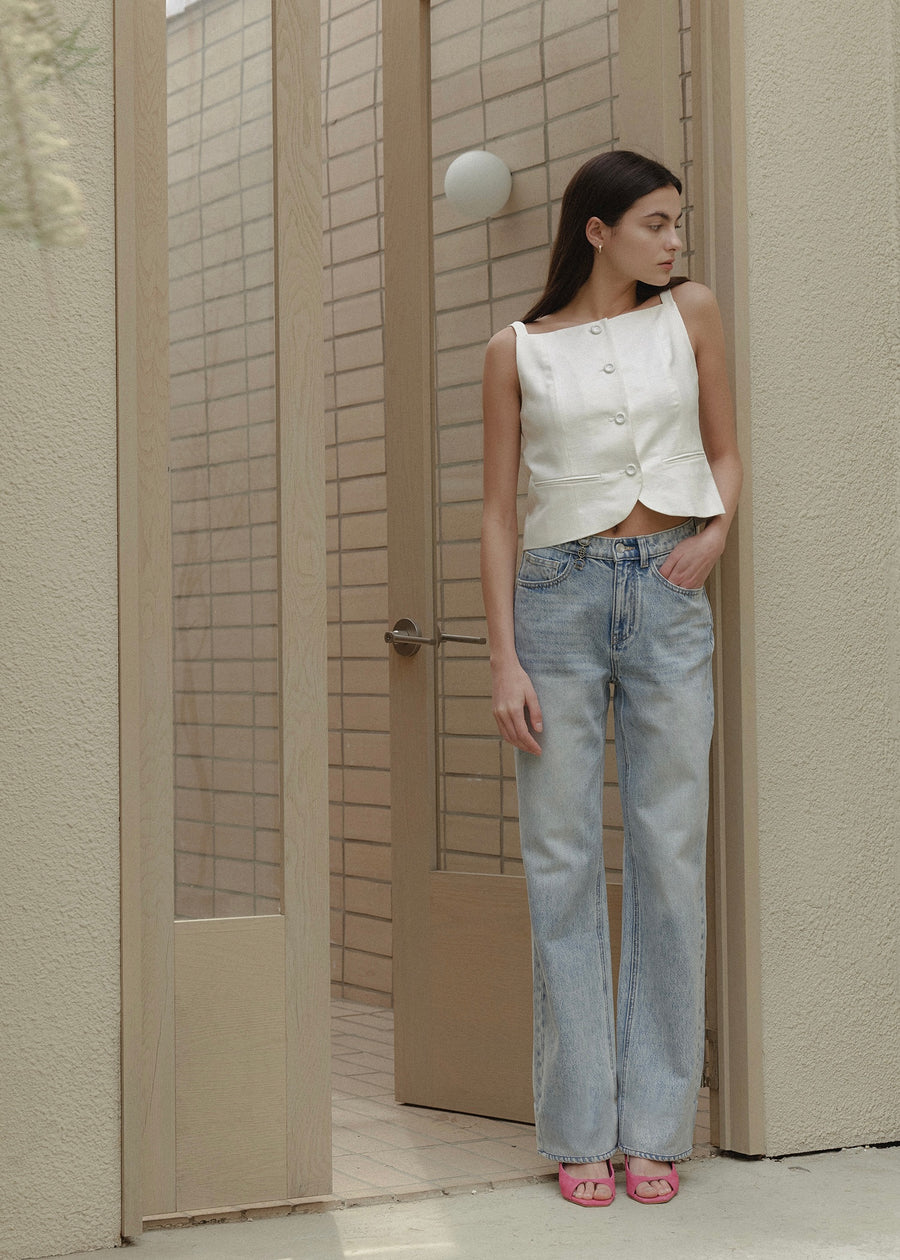 ELBORN | Marie Button Vest (Pearl)