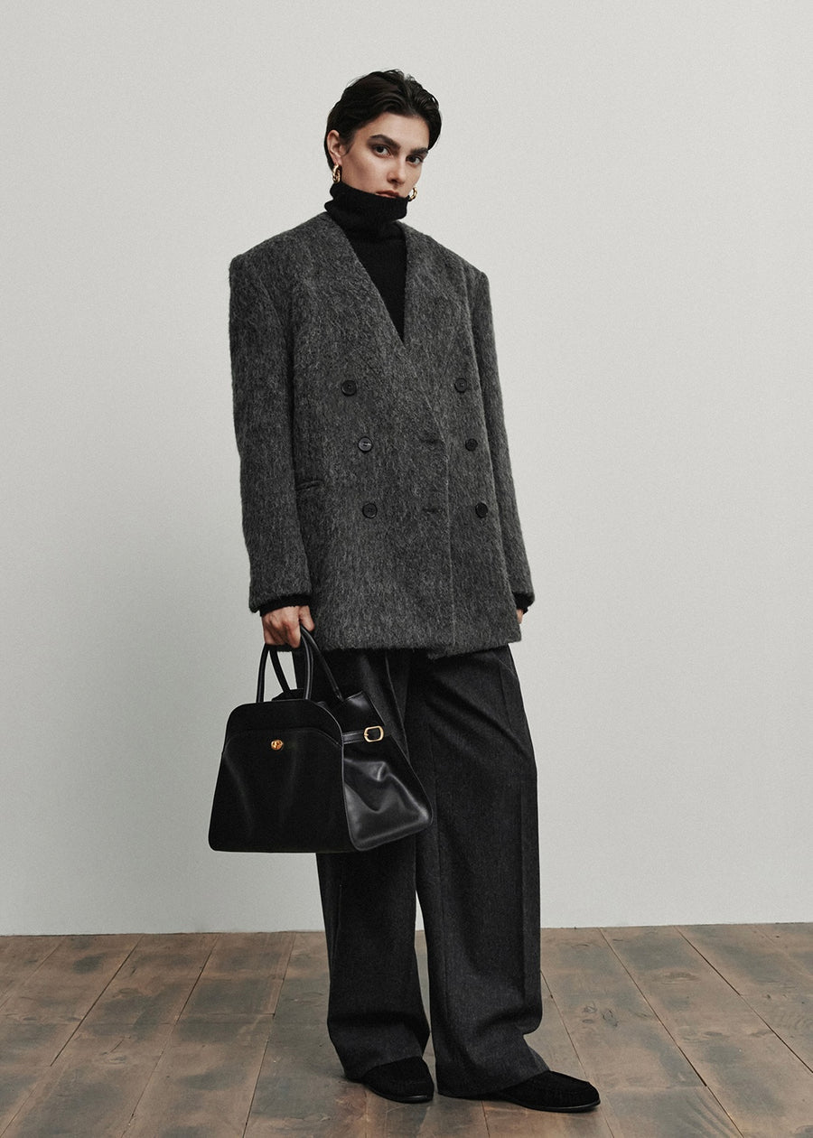 ELBORN | Auden Alpaca Half Coat (Charcoal)