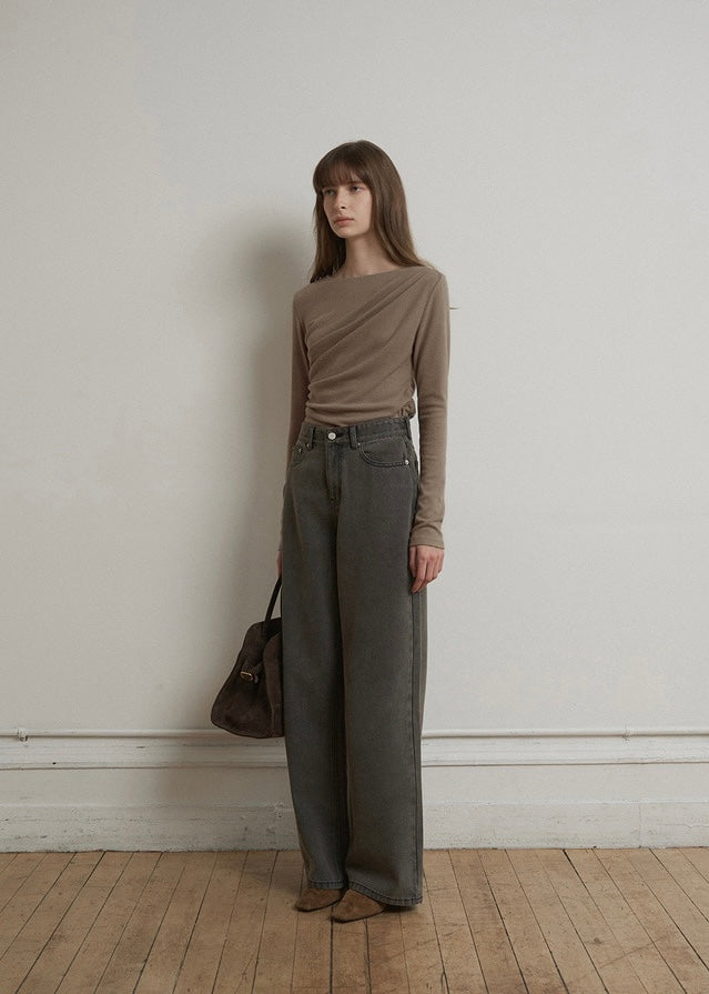 [3rd] ELBORN | Apollo Wide Denim Pants (Grey)