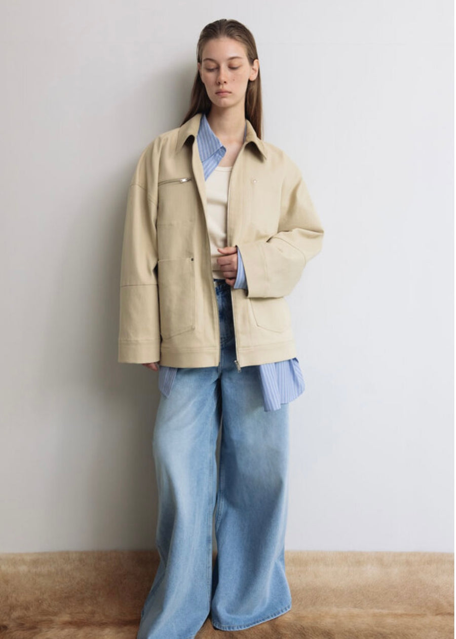 LEHA | Beau Corduroy Collar Canvas Jacket (Beige)
