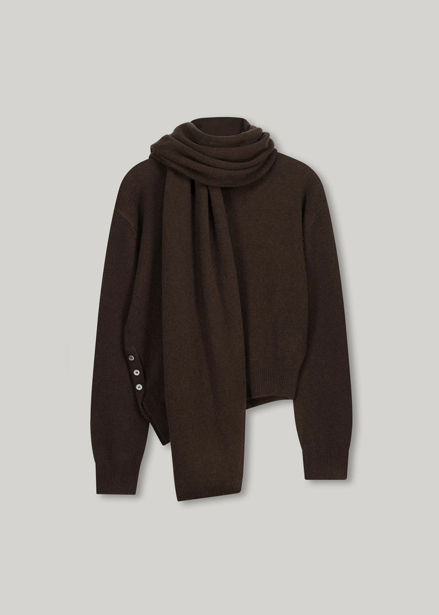 ELBORN | Aube Muffler Wool Knit Set-up (Brown)