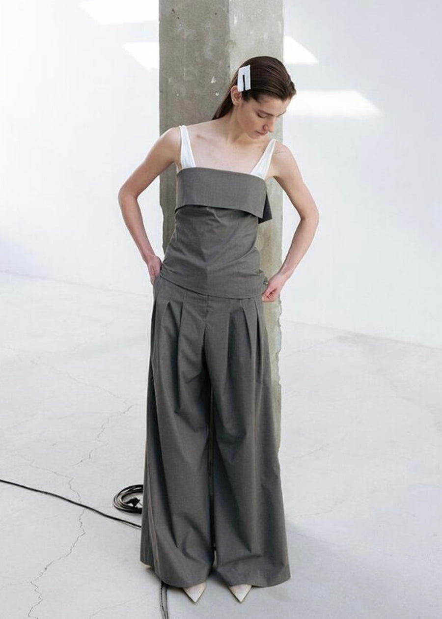 LEHA | Isla Fold-Over Strapless Top (Dark Grey)