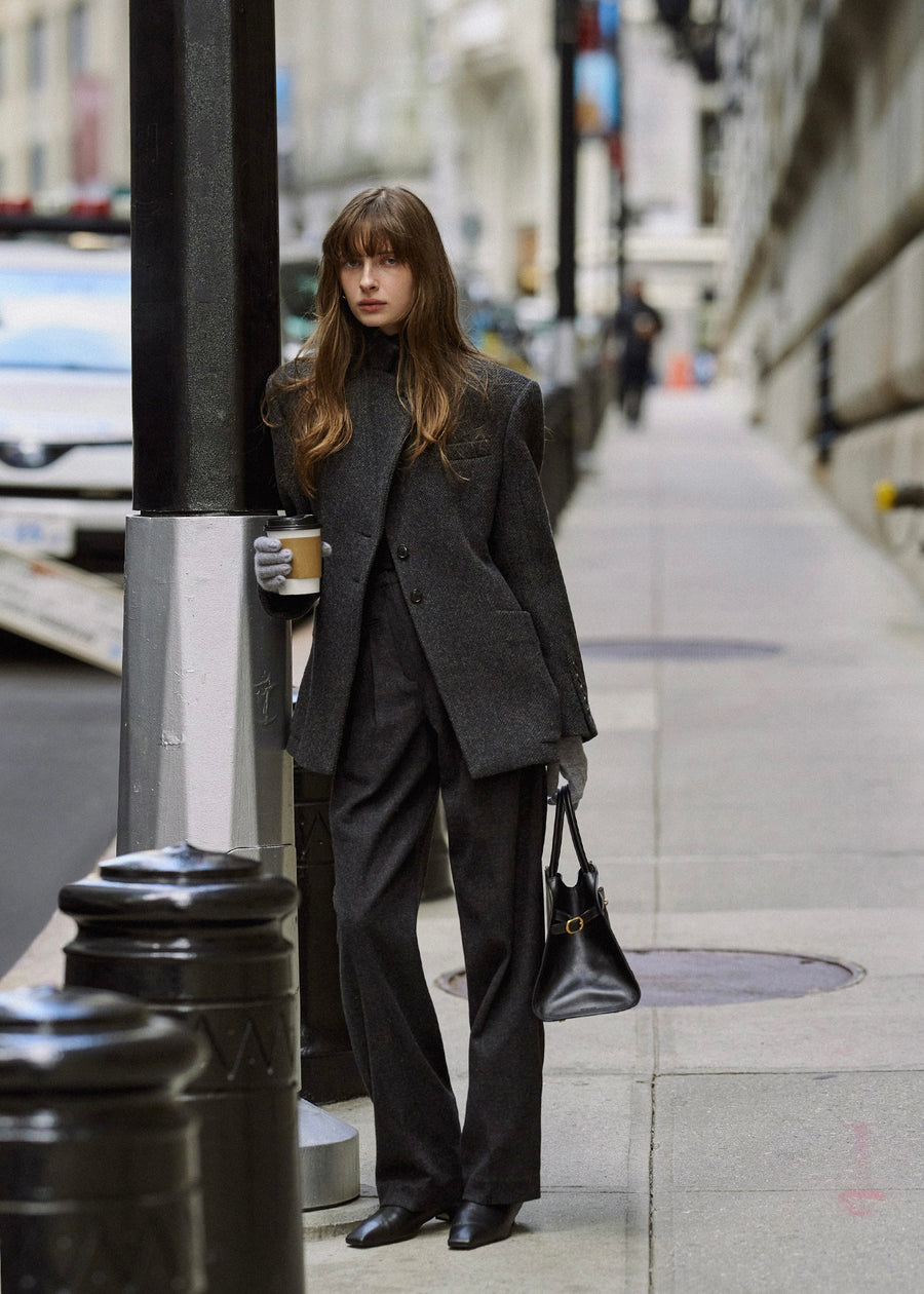ELBORN | Allison Wool Half Coat (Charcoal)