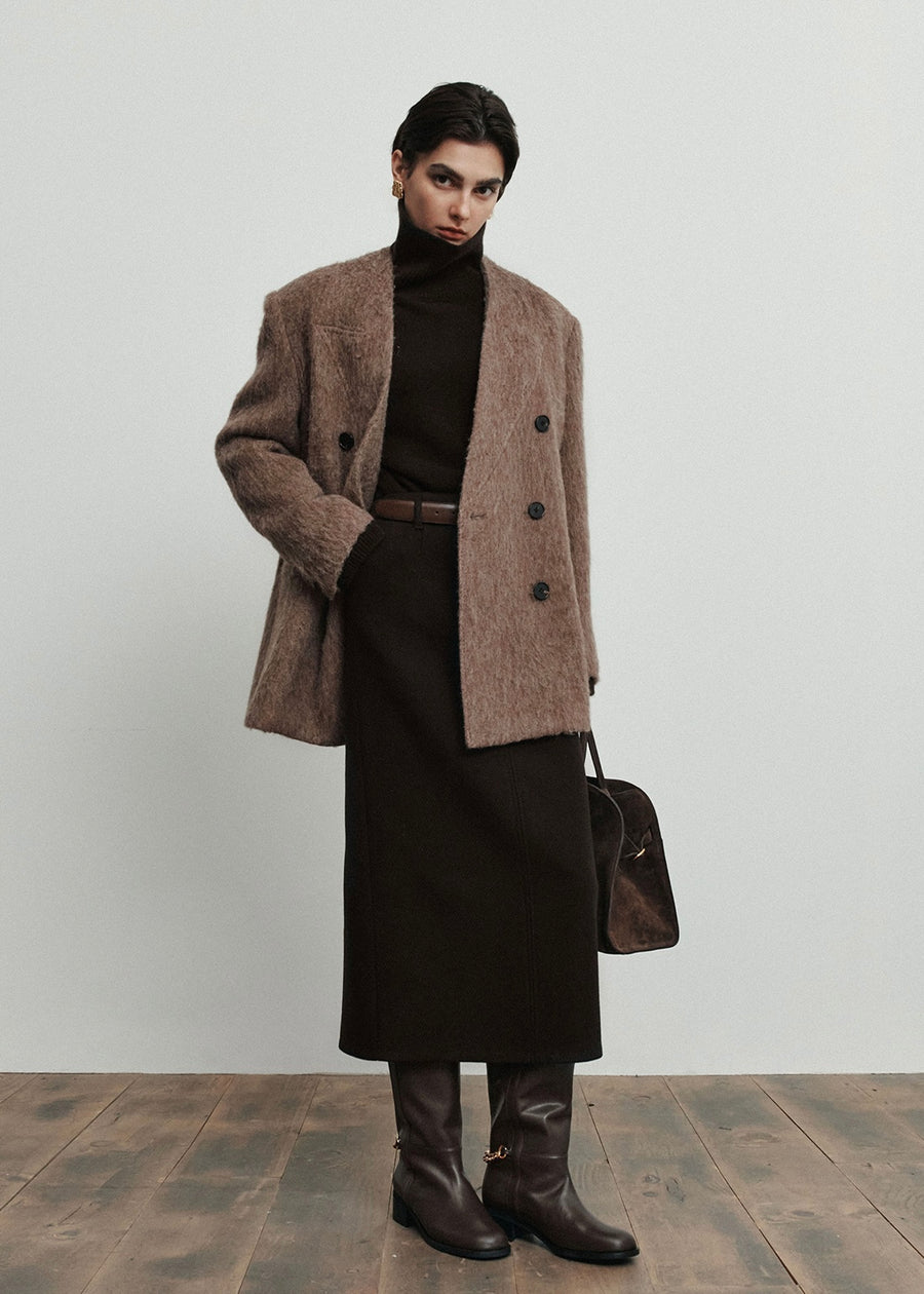 ELBORN | Auden Alpaca Half Coat (Mocha)