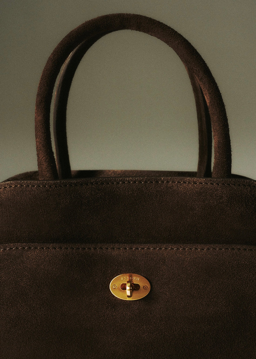 5TH-ELBORN | Momet Leather Tote Bag (Brown Suede) Expected ship to 12/12/2025