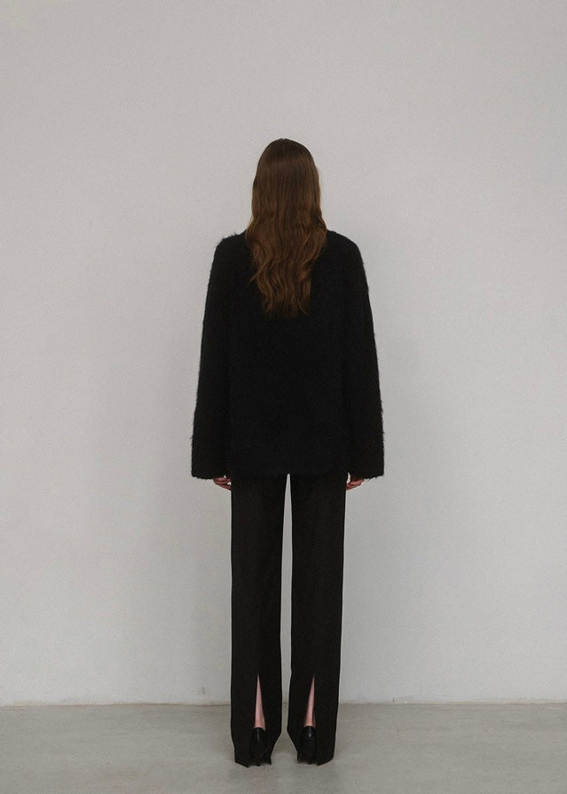 ELBORN | Jeanne V-neck Alpaca Knit Jacket (Black)