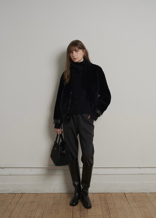 [1ST RE-ORDER] ELBORN | Denise Shearing Reversible Jacket (Black)