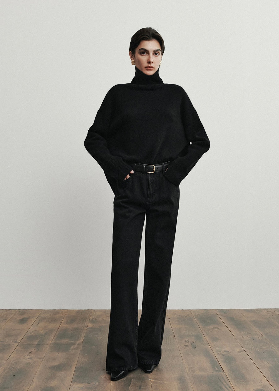 ELBORN | Becky Cashmere 100% High-neck Sweater (Black)