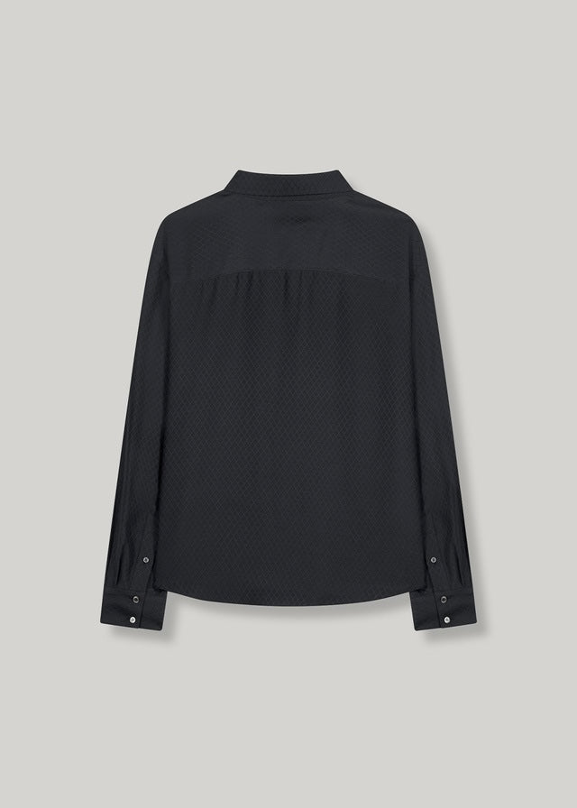 ELBORN | Cherie Silk Tie Shirt (Black/Charcoal)