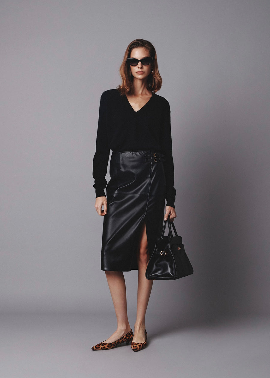 Pre-Order ELBORN | Lavina Vegan leather Skirt (Black)