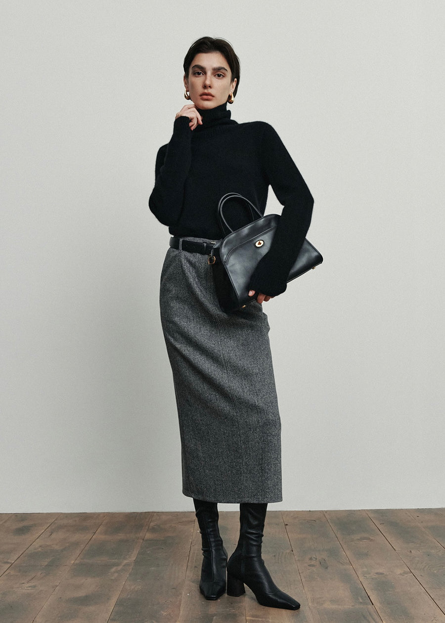 ELBORN | Bellissa Wool Long Skirt (Black)
