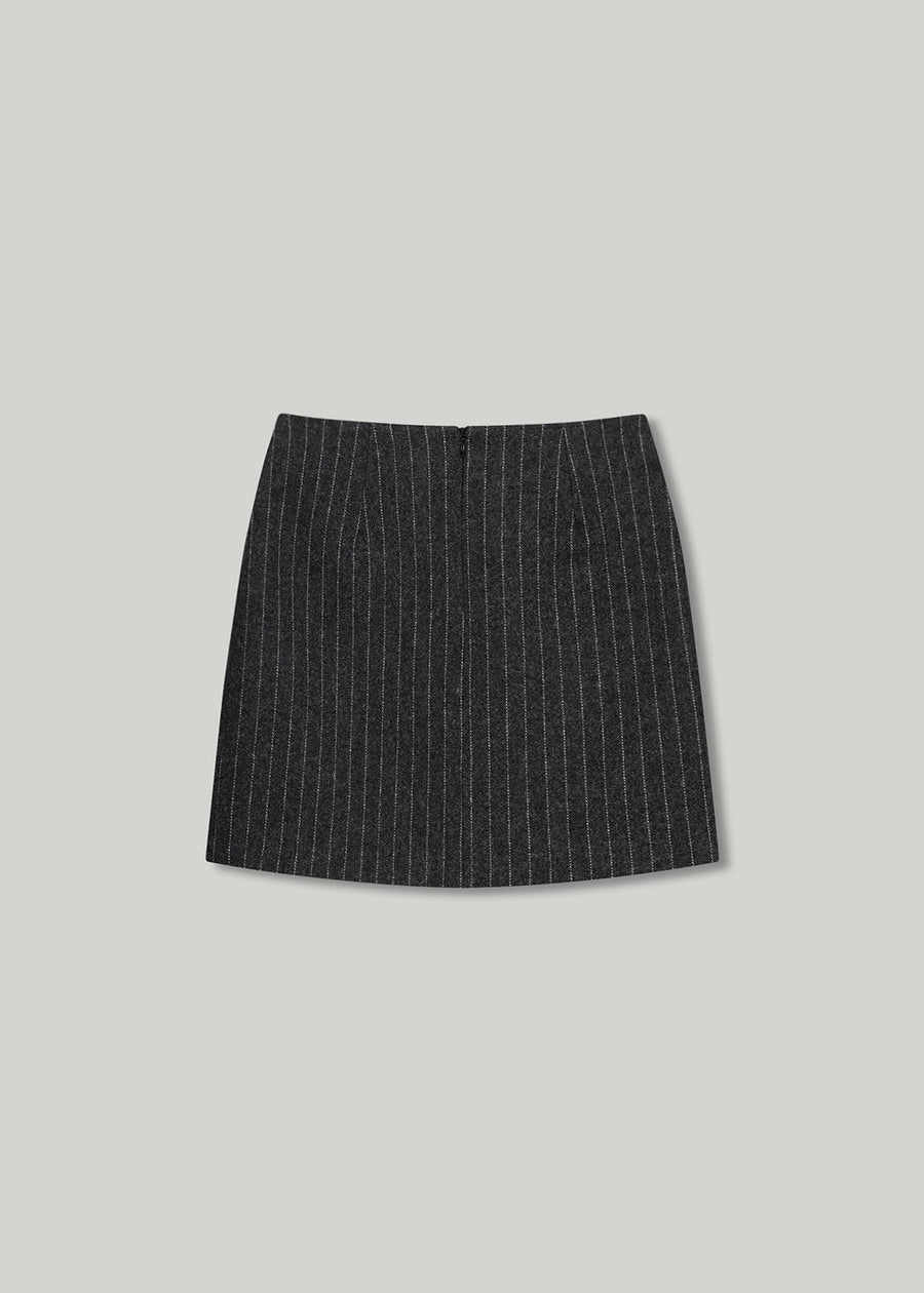 ELBORN | Itzel Wool Mini Skirt (Charcoal Stripe)