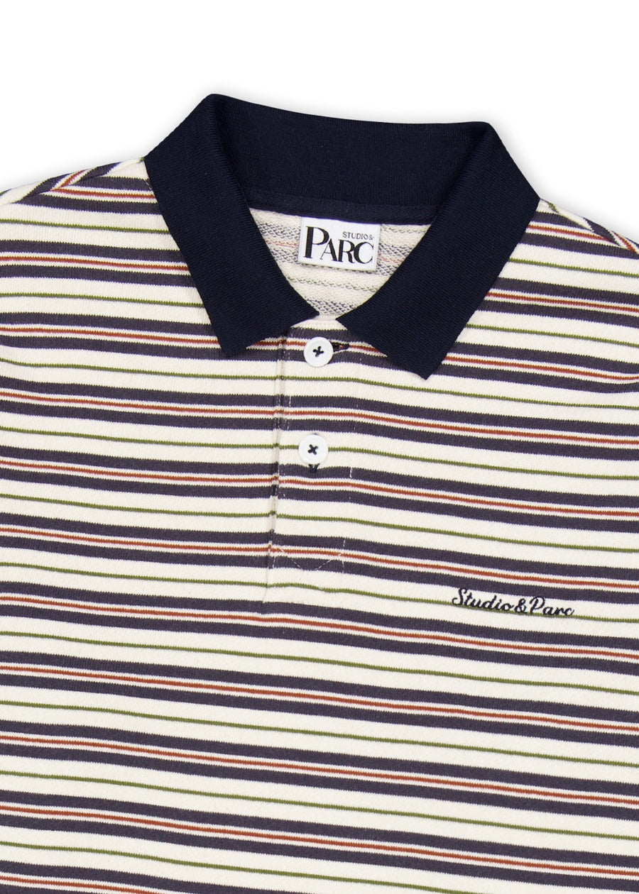 STUDIO & PARC | Multi Stripe Collar T Shirt (Navy)