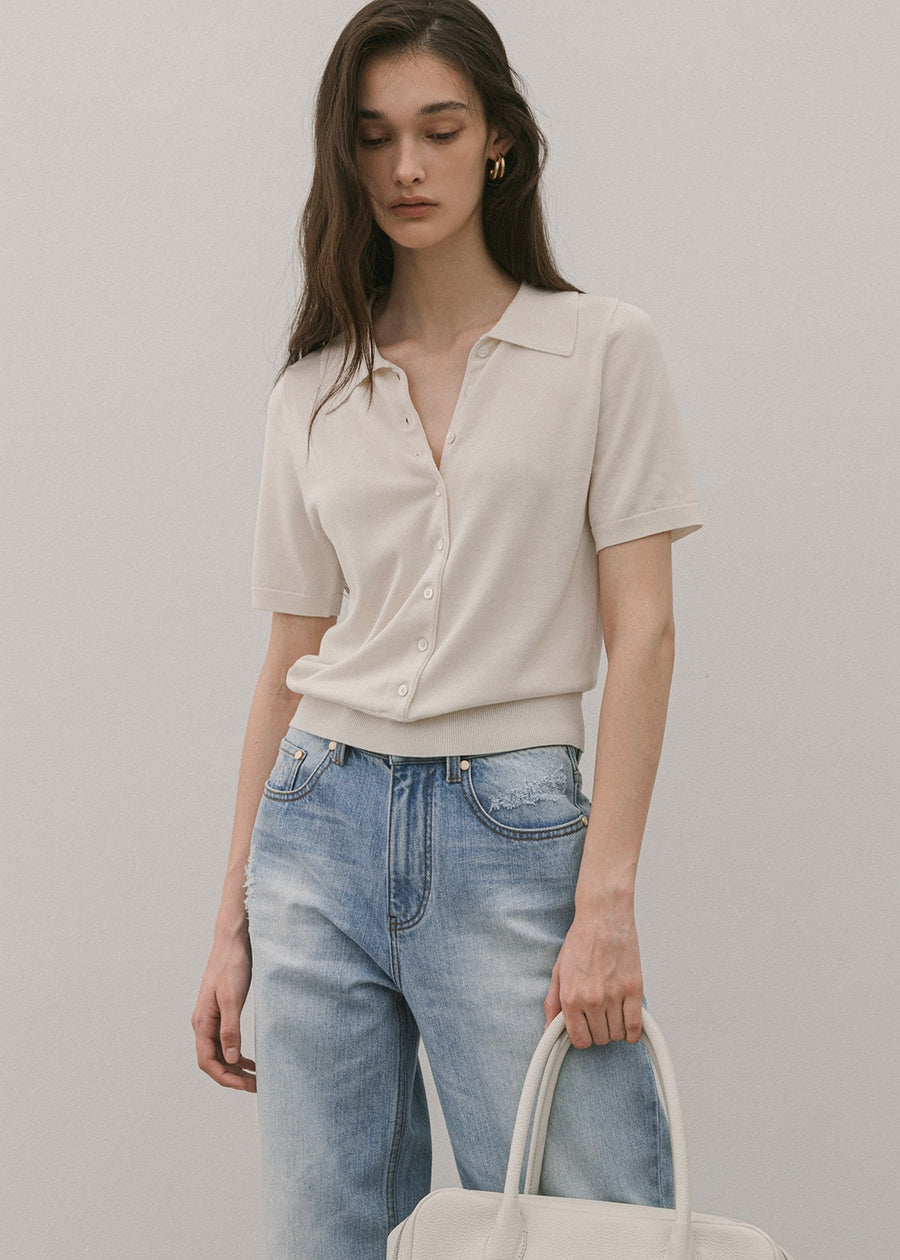 Elborn | Darby Silk Collar Knit (Cream)