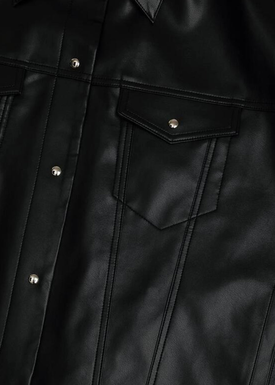 LEHA | Antoine Paneled Vegiterian Leather Jacket (Black)