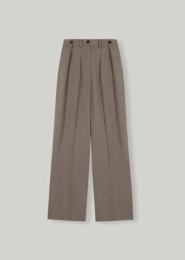 ELBORN | [LIMITED] Button Pleats Wool Slacks (Beige)
