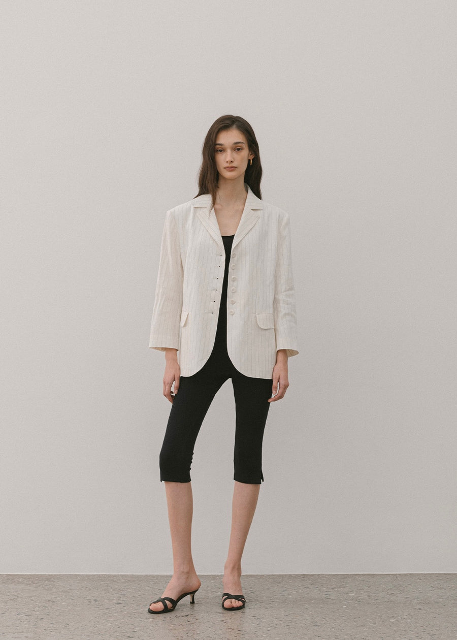 ELBORN | Diamo Linen Jacket (Ivory Stripe)
