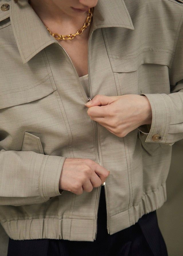 ELBORN | Gannet Wool Bomber Jacket (Beige)