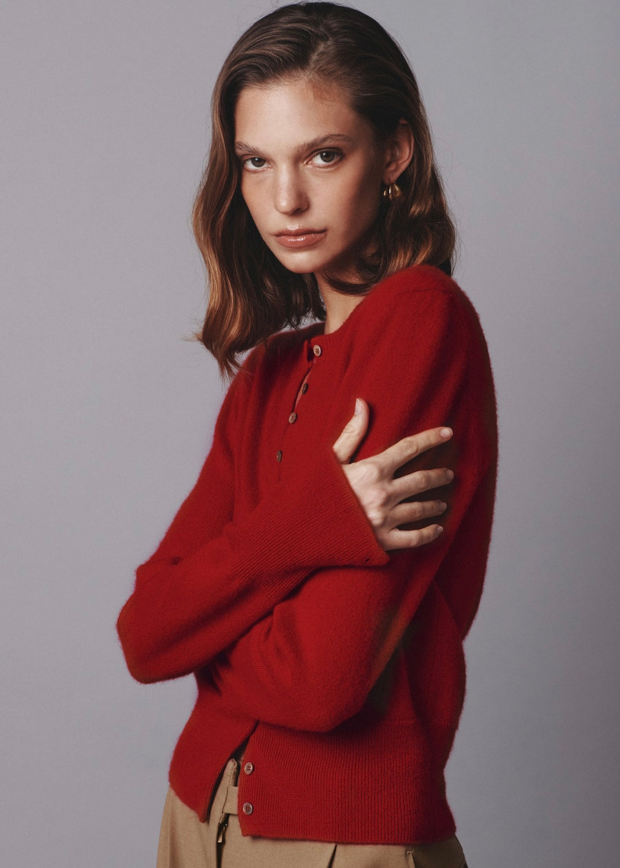 ELBORN | Harvey Cashmere Silk Cardigan (Red)