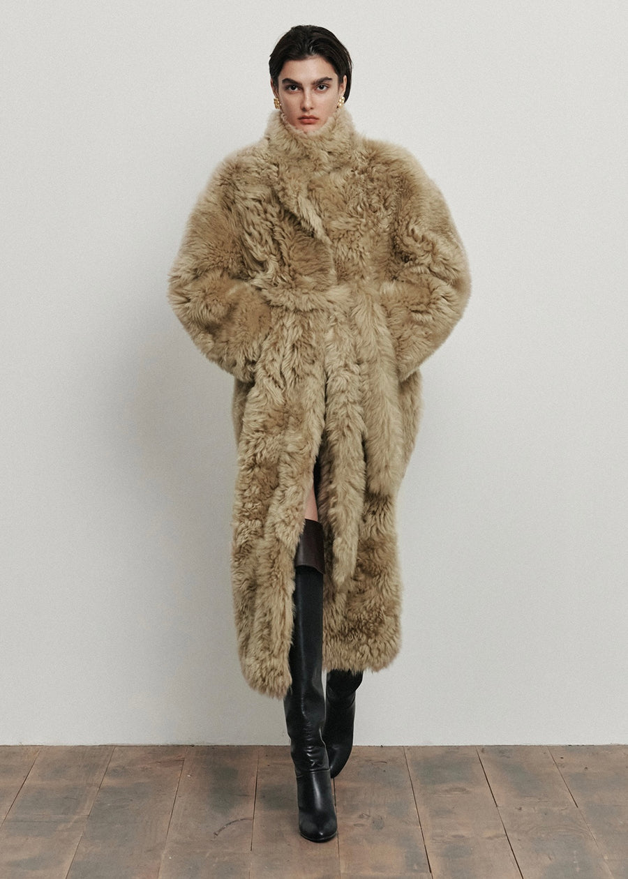 5% Off -ELBORN | Derby Toscana Fur Long Coat (Beige)Expected ship to 12/12/2025