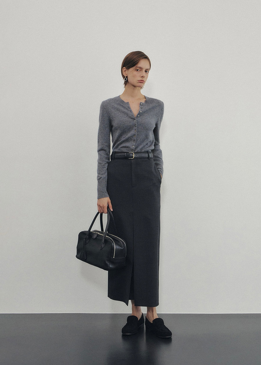 ELBORN | Dello Wool Long Skirt (Charcoal)