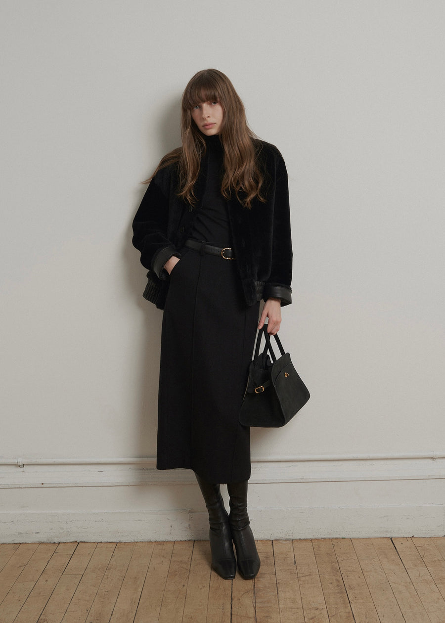 ELBORN | Douglas Wool Long Skirt (Black)