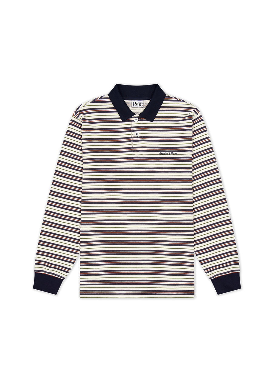STUDIO & PARC | Multi Stripe Collar T Shirt (Navy)