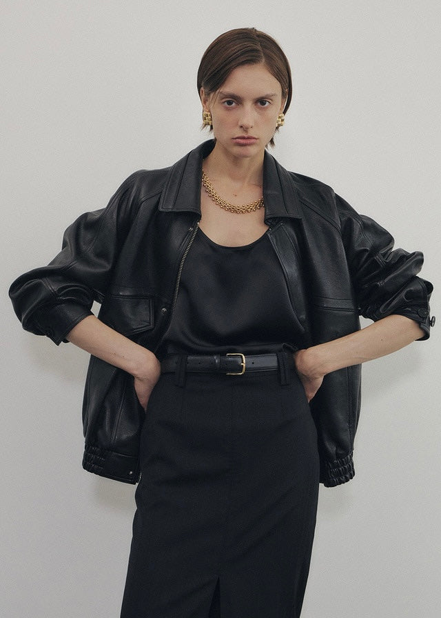 ELBORN | Karena Slit Long Skirt (Black Stripe) Expected ship to 09/12/2025