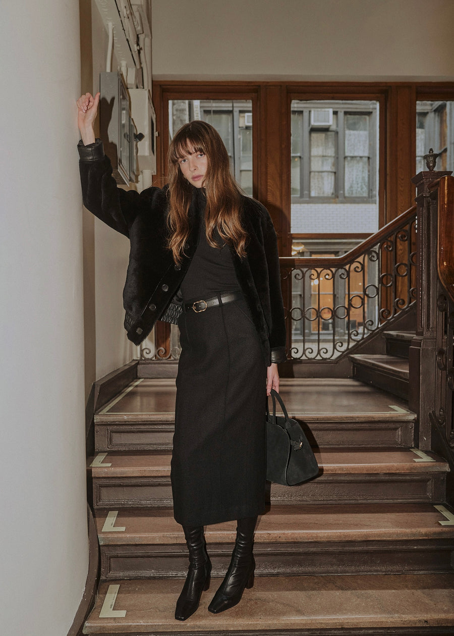 ELBORN | Douglas Wool Long Skirt (Black)