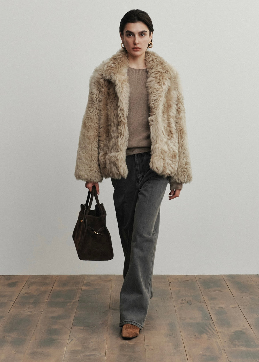 5% Off -ELBORN | Derby Toscana Fur Jacket (Beige)Expected ship to 12/12/2025