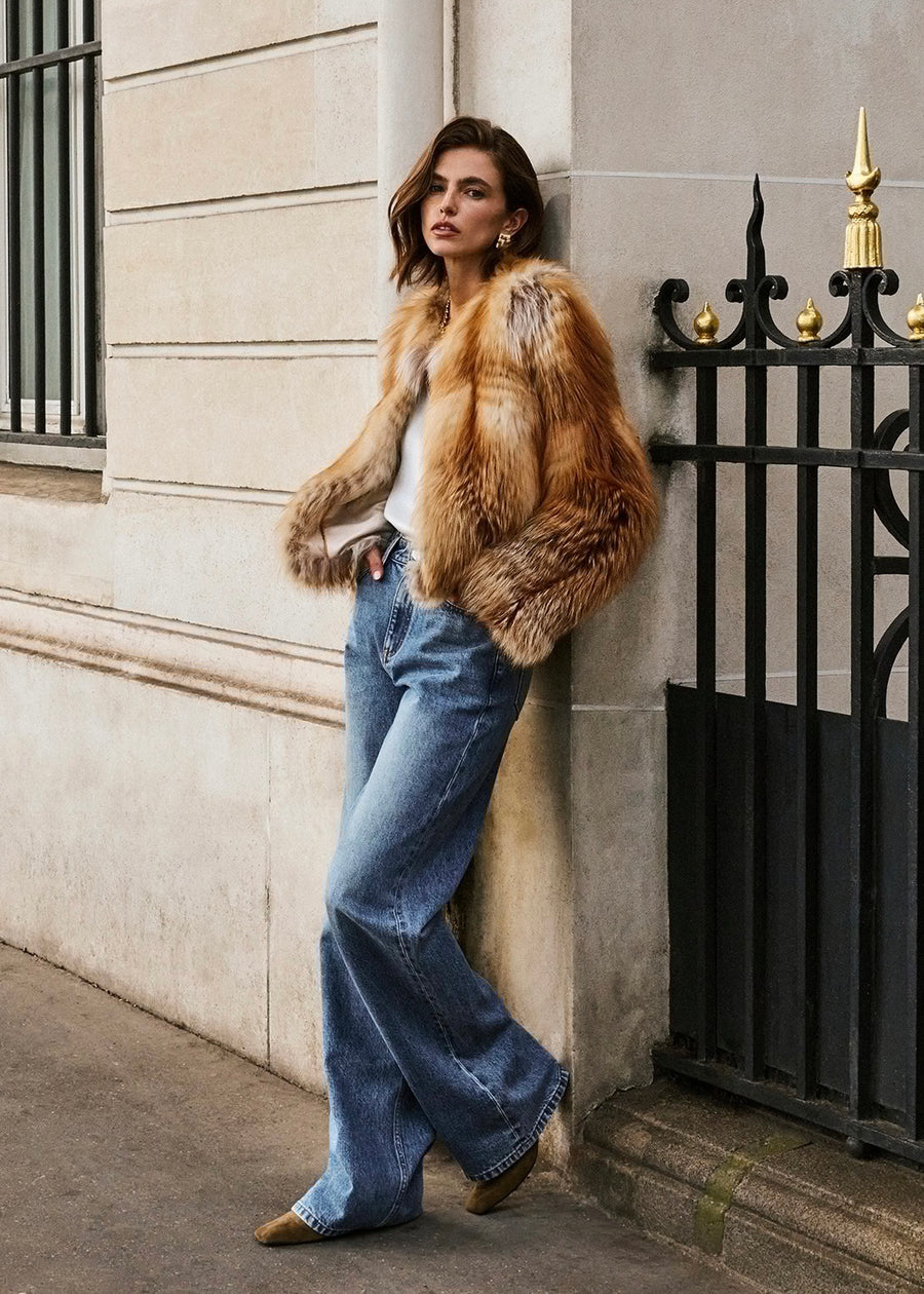 ELBORN | [Earlybird 10%] Blair Fox Fur Jacket (Brown) Expected ship to 12/12/2025