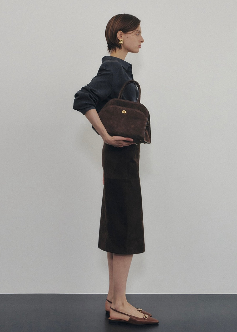 ELBORN | Lavina Suede Skirt (Brown) Expected ship to 09/12/2025