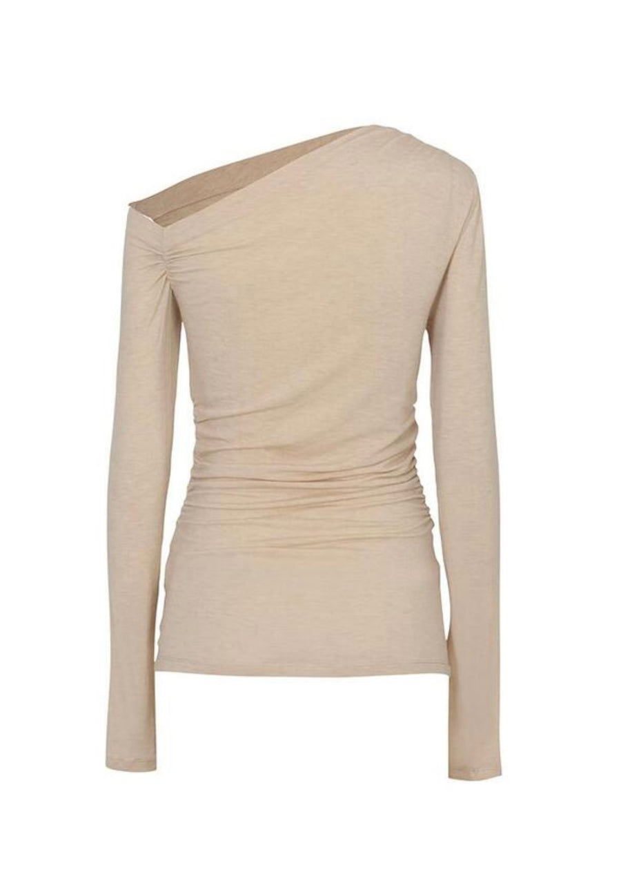 LEHA | Emile Asymmetric Jersey Top (Beige)