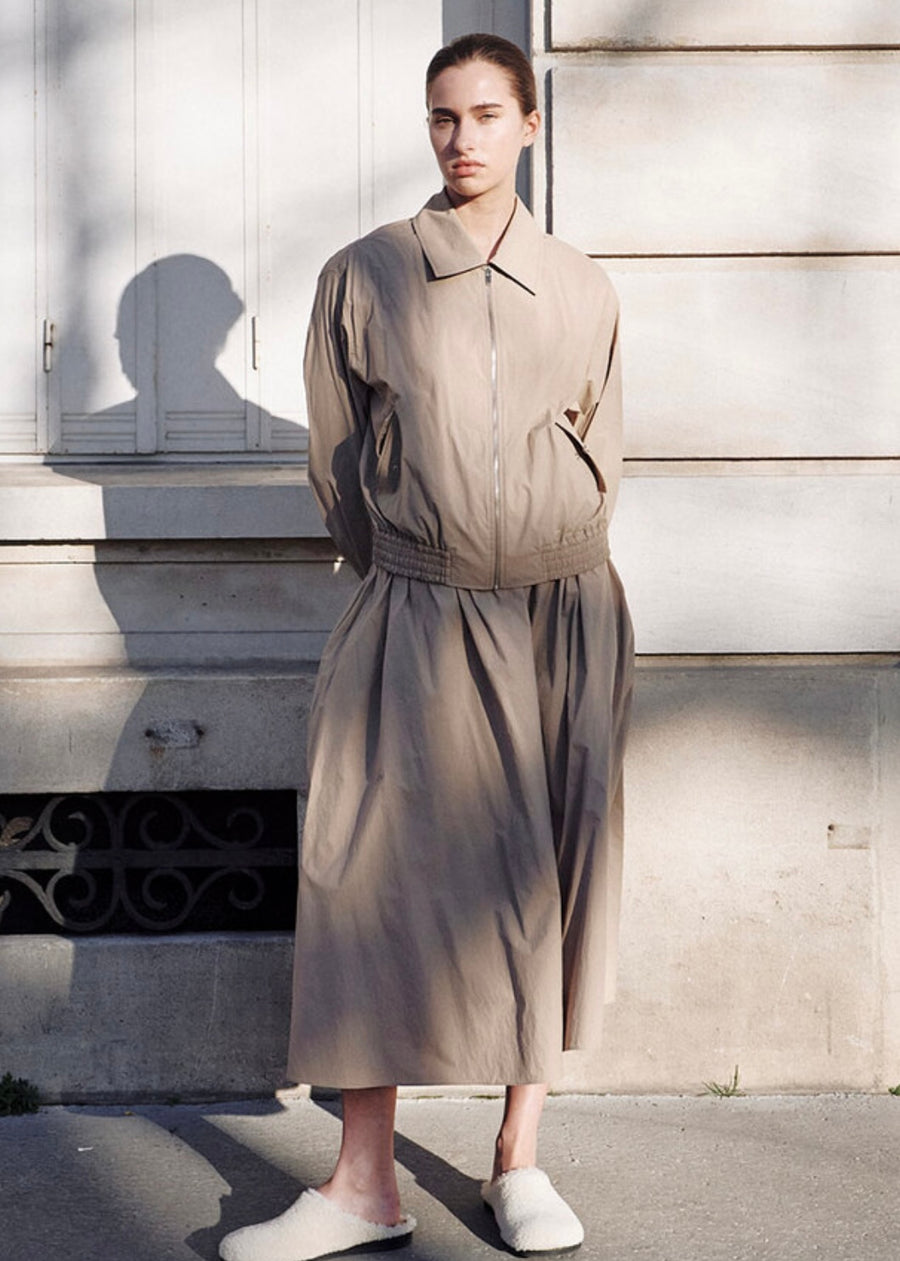LEHA | Emily Nylon Bomber Jacket (Beige)